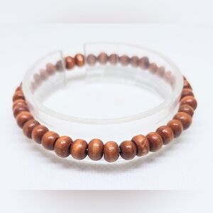 Men's Bracelet Beaded Beads Brown New f44
